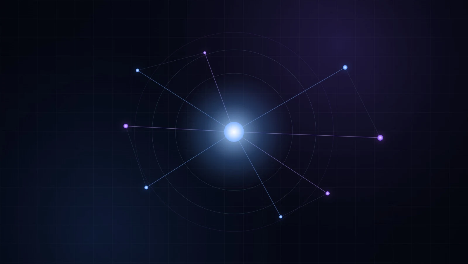 A glowing artificial general intelligence core connected to a distributed network of agents